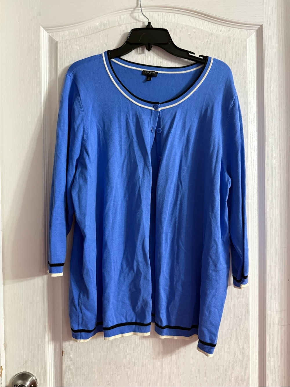 Talbots Blue Button Front Tipped Charming Cardigan Sz 2X. SP-38